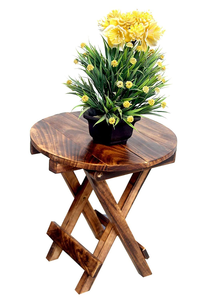 Brass Accent Solid Wooden Foldable Stool Handmade <b>Portable</b> Seating Furniture Rustic Home Decor Compact Folding <b>Seat</b> - Product Image 4