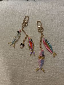 Traditional Artisan Embroidered <b>Keychain</b> with Colorful Seed Bead Decoration - Product Image 1