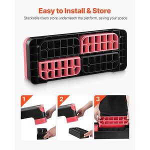 28-Inch Workout Aerobic Stepper Red Home Gym <b>Cardio</b> Strength Trainer 4 Risers Non-Slip Surface Adjustable Fitness <b>Training</b> Step - Product Image 5