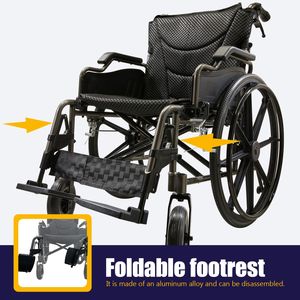 Fauteuil roulant manuel pliable avec freins à main avant et arrière de 18 pouces, roues arrière à dégagement rapide de 24 pouces, technologie nanométrique - Product Image 6