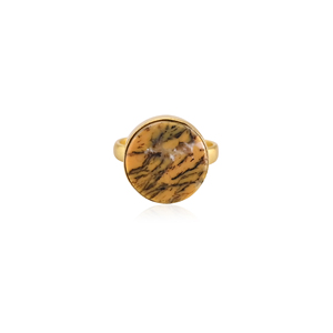 Natural Yellow Dendritic <b>Opal</b> Brass <b>Ring</b> Handmade Boho Gemstone Jewelry for Women - Product Image 1