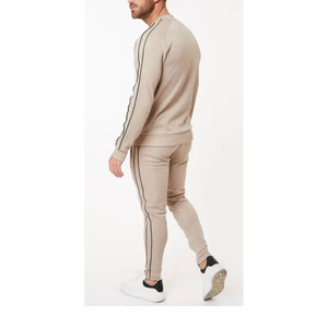 Survêtement beige pour homme, sweat-shirt décontracté long avec poches latérales, vêtement d'automne, couleur unie, polyester et coton, fermeture éclair, 2026 - Product Image 6