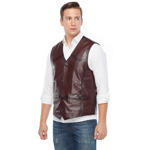 Gilet en cuir véritable pour homme, sans manches, style motard, en cuir de vachette, logo OEM personnalisé, fabricant en gros - Product Image 4