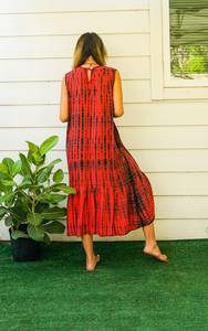 ¡Vestido Maxi personalizado Tie Dye con patrón sólido Estilo lindo Cintura tejida Mangas largas dulces Exportadores de vacaciones de alta calidad! - Product Image 4