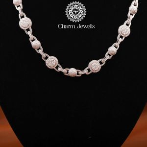 Collier unisexe en moissanite Charm Jewells, coupe brillante, chaîne à maillons sphériques, argent 925 plaqué or 14 carats, perle d'eau douce, style hip-hop, luxe - Product Image 4