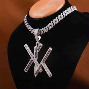 Pure <b>Silver</b> Iced Out Charm Pendant with Moissanite Hip-Hop Style Necklace for Men Fashionable Gift - Product Image 3