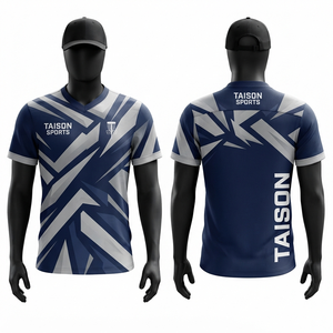 Maillot de golf pour hommes 160 GSM en polyester interlock premium bleu marine et blanc, sublimation, logo personnalisé, uniforme d'équipe, vêtements de sport - Product Image 1