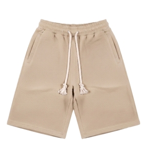 Shorts Bermuda en coton uni pour homme avec cordon de serrage à la taille et poches, style décontracté, taille mi-haute, tissu tricoté - Product Image 4