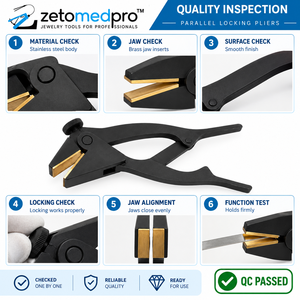 Pinza de presión manual de 150 mm con mordazas de latón y acero inoxidable para fabricación de joyas, herramienta de agarre y doblado de 5.91 pulgadas ZetomedPro - Product Image 5