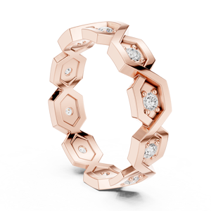 แหวนเพชรสีโรสโกลด์ ดีไซน์ Eternity Band เพชรเลี้ยงในห้องปฏิบัติการ เครื่องประดับเจ้าสาวสำหรับงานแต่งงานและของขวัญวันครบรอบ - Product Image 2