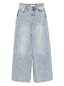 Jean en denim délavé à l'acide pour homme, coupe ample, respirant, style streetwear hip-hop Y2K, avec strass, idéal pour l'été - Product Image 4