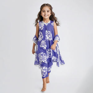 Arthlife Girls Digital Printed <b>Kurti</b> in Soft Cotton Fabric V Neck and Solid Purple Color <b>Kurti</b> for Festival and Wedding Party - Product Image 1