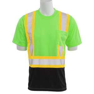Polo de sécurité haute visibilité pour homme, 100% polyester, deux tons, manches courtes, logo réfléchissant personnalisé, haute qualité - Product Image 4