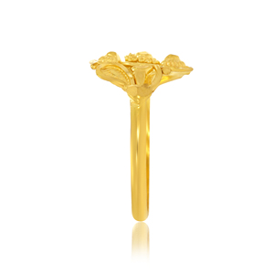 Bague en or pour enfants Cute Bloom, bague florale en or de qualité supérieure pour enfants, motif de feuilles botaniques classique, bijoux en or jaune faits à la main - Product Image 3