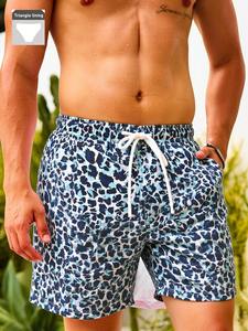 Shorts de bain pour hommes à séchage rapide, imprimé floral, tissu tissé léger et respirant, taille élastique avec cordon de serrage, pour l'été - Product Image 5