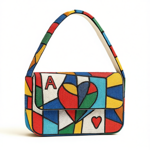 Indian Traditional Luxury Handbag Multicolor <b>Crystal</b> Glass <b>Beaded</b> Durable Artisan Craft Premium Baguette Fashion Accessories - Product Image 2