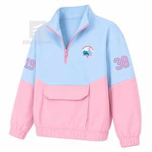 Sudadera personalizada Jack and Jill of America con cremallera de un cuarto, color rosa y azul cielo, logotipo bordado, informal, unisex, ropa griega. - Product Image 2