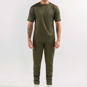 Ensemble de survêtement deux pièces vert olive pour homme, 100% coton molletonné, fabriqué au Pakistan, impression personnalisée, survêtement de jogging pour homme - Product Image 1