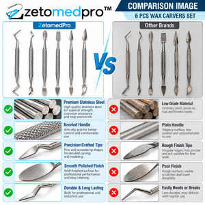 Lot de 6 outils de sculpture en cire à double extrémité en acier, ensemble de modelage et de sculpture de 5 pouces en acier inoxydable argenté pour la fabrication de bijoux ZETOMEDPRO - Product Image 6
