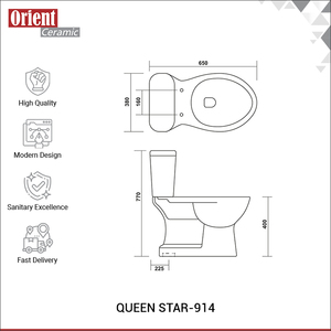 Inodoro de Dos Piezas de Cerámica Blanca de Primera Calidad, Alta Demanda, Duradero y a un Precio Accesible - Product Image 3