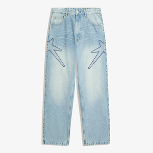 Vaqueros holgados bordados para hombre, estilo casual, con lavado Monkey, cintura regular - Product Image 1