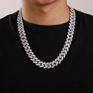 Chaîne cubaine personnalisée Hip Hop en argent sterling 925 plaqué or 14 carats, sertie de diamants Moissanite VVS, pour hommes - Product Image 5