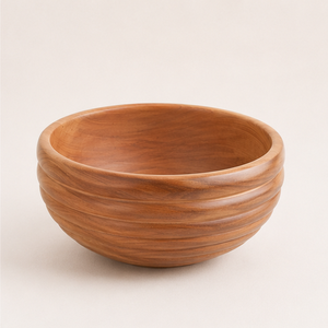 Handmade Eco-Friendly Acacia Wooden Salad <b>Bowl</b> Modern Ridged Design Serving <b>Bowl</b> for Fruit & <b>Snacks</b> Kitchen Tableware Decor - Product Image 6