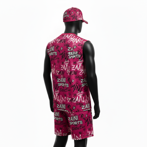 เสื้อกีฬาแขนกุดผู้ชาย ชุดเซ็ตผ้าโพลีเอสเตอร์ผสมสแปนเด็กซ์ พรีเมียม แห้งเร็ว พิมพ์ลายโลโก้ตามสั่ง ชุดเซ็ตผู้ชาย - Product Image 5