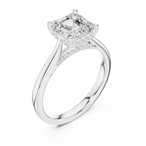 Bague de fiançailles carrée taille émeraude en or blanc 14K avec bande de diamants sertie, en or jaune 18K, bijoux fins pour femme, bague de mariage taille 7 - Product Image 6