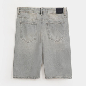 Shorts en jean vert clair pour homme, taille haute, coupe droite, style décontracté d'été, tissu 100% coton tissé - Product Image 4