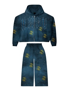 Multi Color Rhinestone Tracksuit <b>Set</b> | Oversized Zip Hoodie & <b>Jogger</b> Pants | Streetwear <b>Matching</b> <b>Set</b> OEM Private Label - Product Image 2