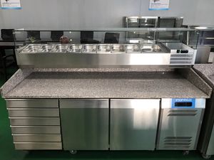 <span class=keywords><strong>Mesa</strong></span> de Preparación de Pizza y Barra de Sándwiches de Acero Inoxidable Comercial con Enfriamiento Directo y Refrigerador Abierto con Enfriamiento por Aire - Product Image 4