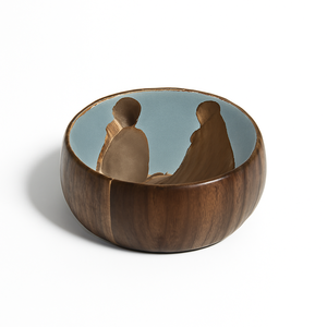 Tazón de madera de gran venta con diseño de pareja con hiyab y shemagh, interior esmaltado, arte cultural islámico, regalo de Ramadán, tazón decorativo musulmán - Product Image 2