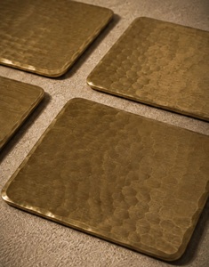 Royal Concentric Brass <b>Coaster</b> Set Handcrafted Premium Round <b>Drink</b> <b>Coasters</b> Heat Resistant Table Protector Luxury Bar Gift - Product Image 4