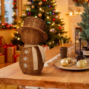 Adornos Navideños de Mimbre Blanco con Forma de Muñeco de Nieve, Decoración Navideña Hecha a Mano de Primera Calidad, Decoración Más Vendida - Product Image 3