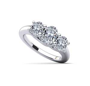 Anillo de Boda de Tres Piedras con Moissanita Ovalada de 1 Quilate y Plata 925 Original para Mujer, Regalo de Aniversario o Promesa para Parejas - Product Image 4