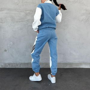 OEM Autumn Two-Piece Sports Suit Loose Casual Wide Leg Sweat Pant with Zipper Decoration <b>Jacket</b> tracksuit for <b>women</b> - Product Image 2