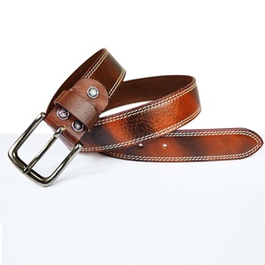 Cinturón casual occidental de moda, de cuero genuino de vaca, moldeado en una sola pieza, con diseño de cuentas y hebilla de aleación, de alta resistencia. - Product Image 1
