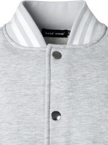 Veste universitaire grise et blanche pour homme, col rabattu décontracté, coupe régulière, polyester et coton, fermeture à boutons, automne - Product Image 4