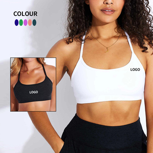 Soutien-gorge de sport sans coutures pour femme, col rond, bretelles halter, maintien moyen, pour yoga et fitness, noir uni, respirant, en Spandex et Polyester - Product Image 5