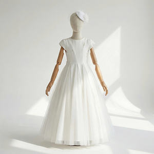 ชุดเดรสทรงเอไลน์สไตล์มินิมอลสมัยใหม่สำหรับเด็กผู้หญิง ประดับมุก สำหรับพิธีศีลมหาสนิท - Product Image 1