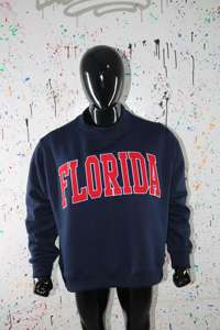 FLORIDA NAVY BLUE <b>Mock</b> <b>Neck</b> Sweatshirt 100% RED Applique Embroidery wide <b>neck</b> Sweatshirt Finer Threads - Product Image 3
