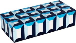 Top Trending Modern Rectangular Cardboard Storage Box with Geometric Blue Pattern for Living Room Organization - Product Image 2