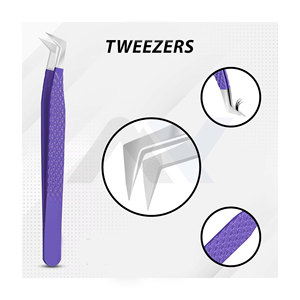Pinzas para Pestañas con Agarre, Pinzas Rectas de Acero Inoxidable para Extensión de Pestañas, Uso Personal de Belleza, Juego de 2 Piezas en Rosa y Morado - Product Image 5