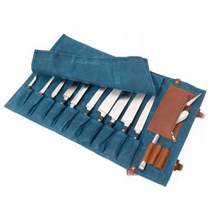 Sac de rangement pour couteaux en toile et cuir, organiseur de cuisine professionnel, étui de voyage pour outils de cuisine LCKR-0021 - Product Image 1