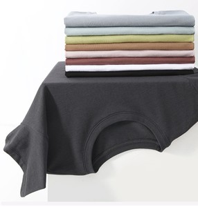 T-shirt en coton uni 180g avec logo personnalisé OEM, sérigraphié, en coton Spandex, manches courtes, couleur unie, effet porcelaine glacée - Product Image 5