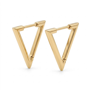 Pendientes de Aro Triangulares Modernos Chapados en Oro de 10K, Joyería Geométrica para Mujer, para Fiestas - Product Image 1