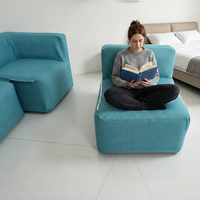 Sofá Inflable Modular Cuadrado OUTAFUN de PVC con Funda de Tela Extraíble, Inflado Rápido en 3 Minutos, Seccional, Moderno, para Sala de Estar, Apartamento u Hogar