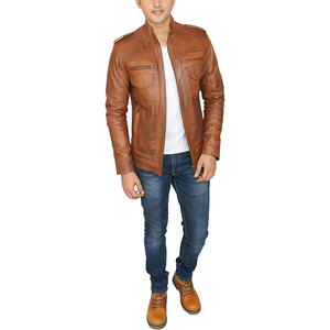 Chaqueta de cuero auténtica para hombre, edición limitada, estilo vintage, de piel de vaca genuina, chaqueta americana para hombre. - Product Image 1