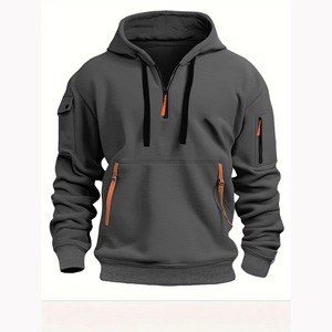 Sweat à capuche 100 % coton avec fermeture éclair 1/4, design unique, coupe oversize pour homme, vente en gros - Product Image 5